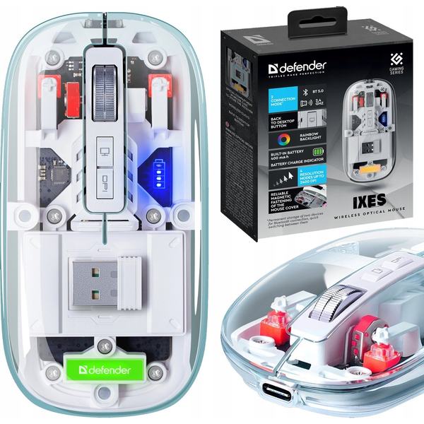 Defender IXES MM-999 Vezeték Nélküli Egér 2400DPI Bluetooth/2.4GHz Fehér