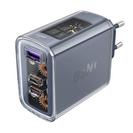Acefast A45 omrežni polnilec, 2x USB-C, 1xUSB-A, 65W PD (siv)