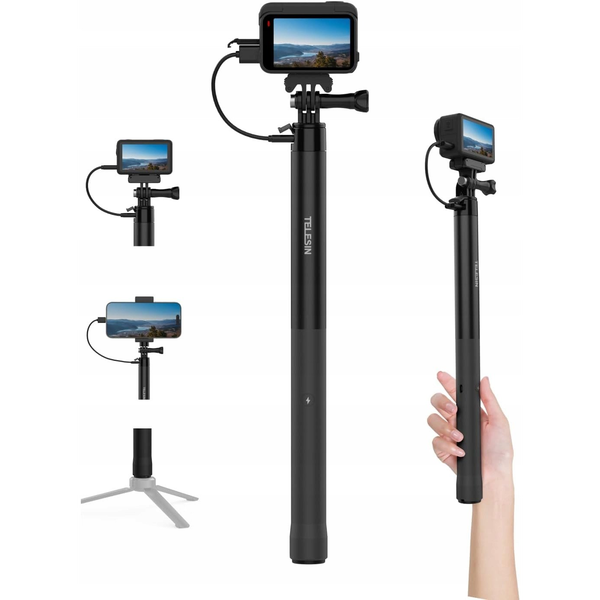 TELESIN Selfie-stick powerbankkal sportkamerákhoz és okostelefonokhoz S1-CSS-05