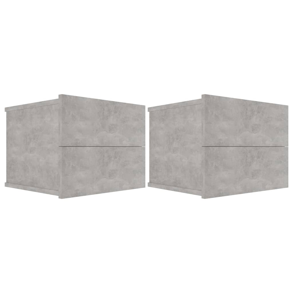 2 db betonszürke forgácslap éjjeliszekrény 40 x 30 x 30 cm (801062)