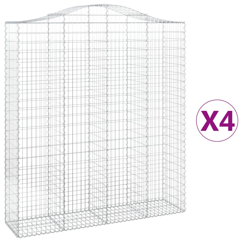 4 db íves horganyzott vas gabion kosár 200x50x220/240 cm (3145768)