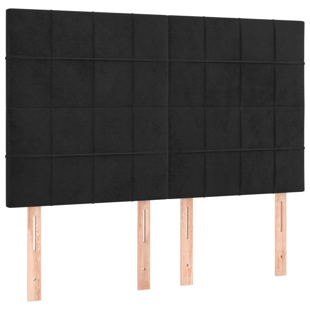 4 db fekete bársony fejtámla 72 x 5 x 78/88 cm (3116382)