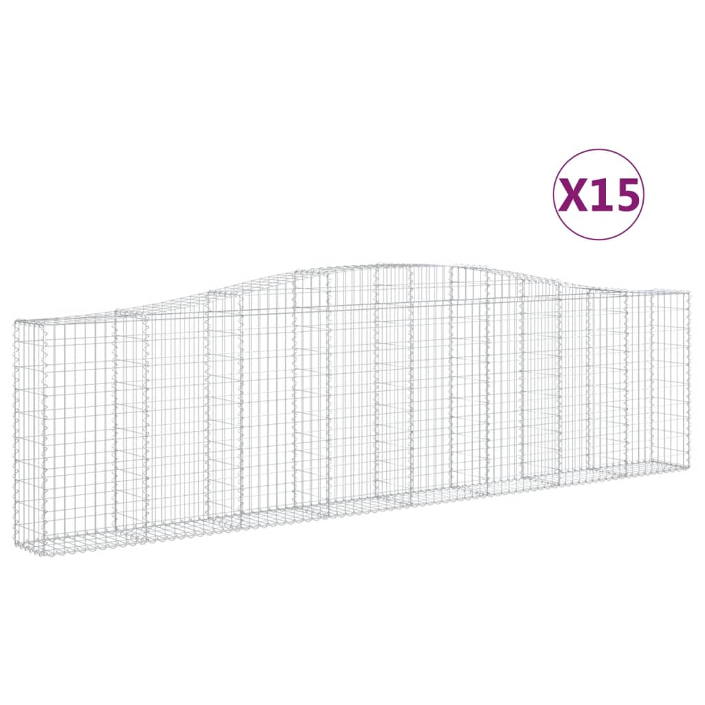 15 db íves horganyzott vas gabion kosár 400x30x100/120 cm (3145835)