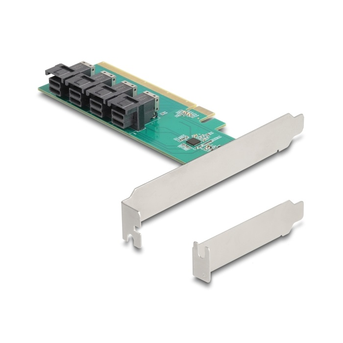 Delock PCI Express 16 kártya 4 x belső SFF-8643 NVMe-hez - elágazás - alacsony profilú formatényező (90777) (90777)
