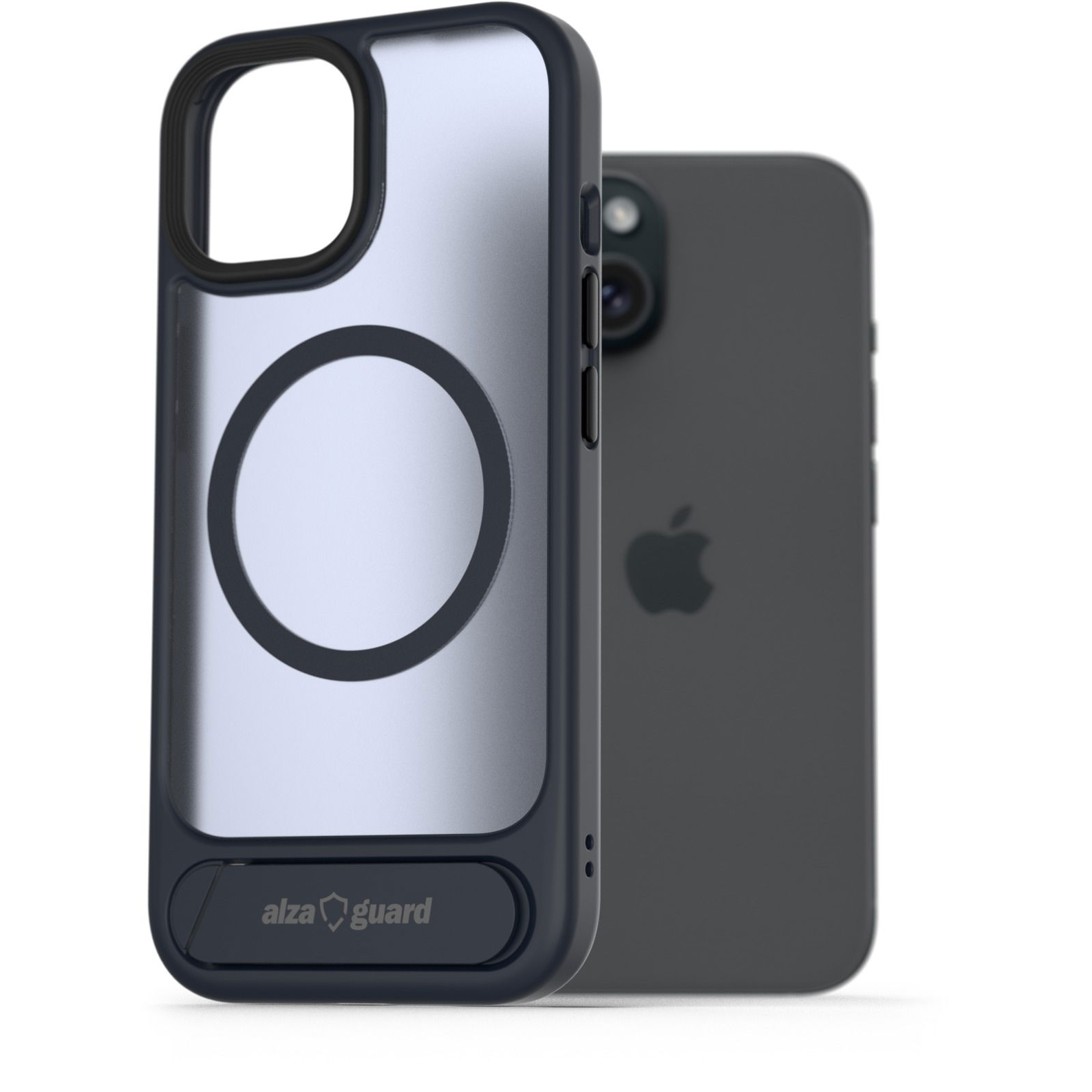 AlzaGuard Matte Case with Stand Compatible with MagSafe for iPhone 15 sötétkék tok (AGD-PCH00017D)