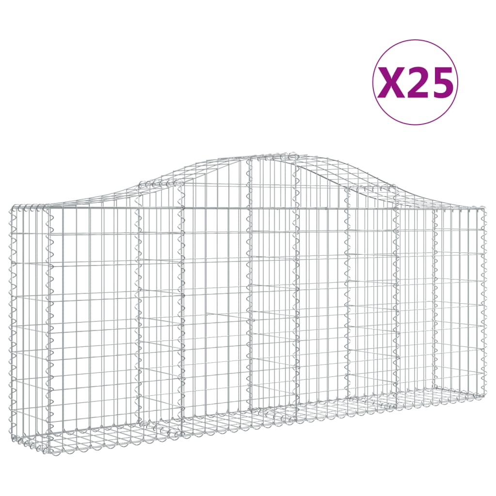 25 db íves horganyzott vas gabion kosár 200x30x80/100 cm (3145425)