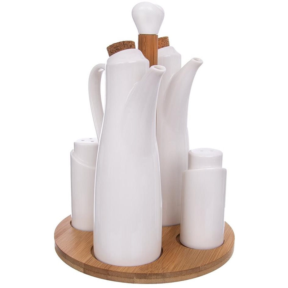 ORION Ízesítő készlet, porelán/bambusz 4+1 WHITELINE (152368)