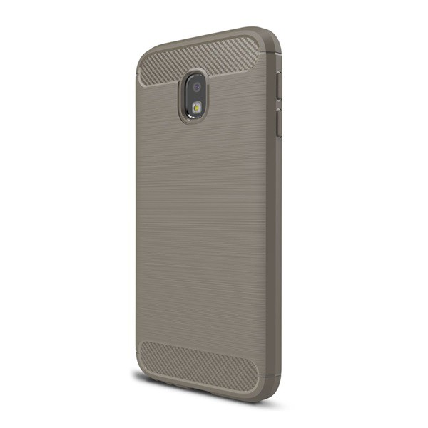 Szilikon telefonvédő (közepesen ütésálló, légpárnás sarok, szálcsiszolt, karbon minta) SZÜRKE [Samsung Galaxy J3 (2017) SM-J330 EU] (5996457707478)