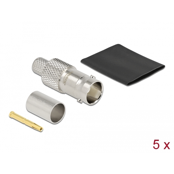 DELOCK BNC Buchse zum Crimpen RG-6 mit Schrumpfschlauch
