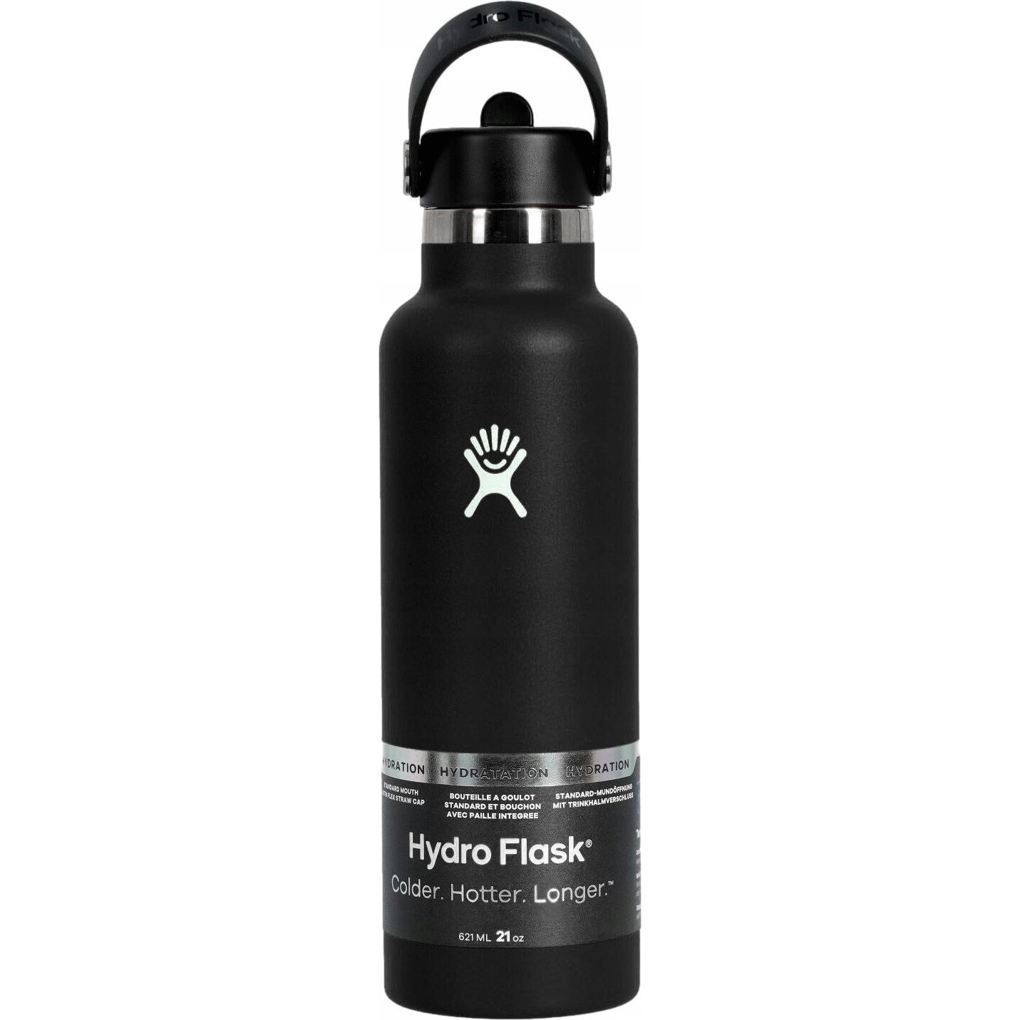 Hydro Flask Standard Mouth Straw Cap - rozsdamentes acél, 21 oz, 621 ml, Black (S21FS001)