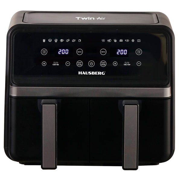 Hausberg HB-2373NG AirFryer Okos Forrólevegős Sütő Dupla Kosaras 8,4L 2400 Watt - Fekete (HB-2373NG)