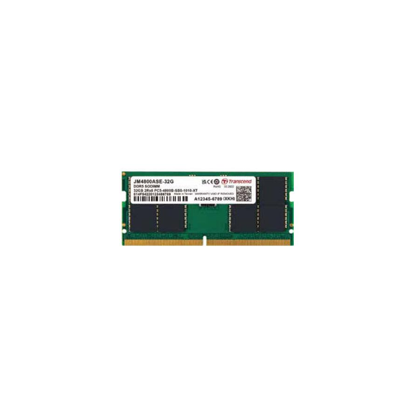 Transcend JM4800ASE-32G JetRam DDR5, 32GB, SO-DIMM, 4800 Mhz, 2Rx8, 2Gx8, CL40, 1.1V