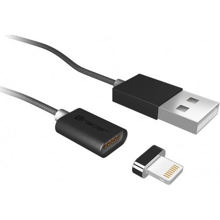 Mágneses Kábel TRACER USB 2.0 iPhone AM - Lightning 1,0 m Fekete (TRAKBK46274)
