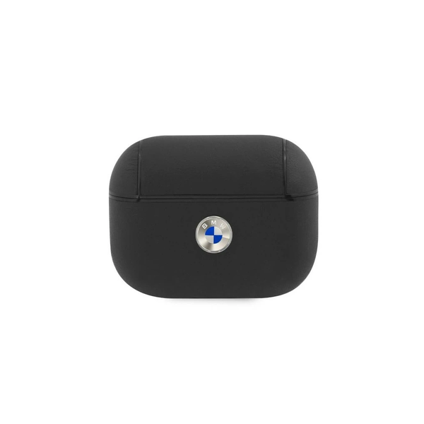 BMW MAPS SBK AirPods Pro tok készülékhez, valódi bőr, ezüst logóval, fekete