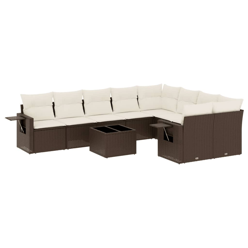 10 részes barna polyrattan kerti ülőgarnitúra párnákkal (3220652)