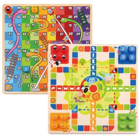 Tooky Toy 2 az 1-ben Ki nevet a végén és Kígyók és létrák társasjáték (TY848) (TY848)