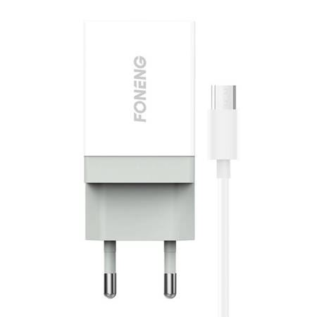 Foneng K210 hálózati töltő + USB-A - MicroUSB kábel fehér (K210 Micro) (K210 Micro)