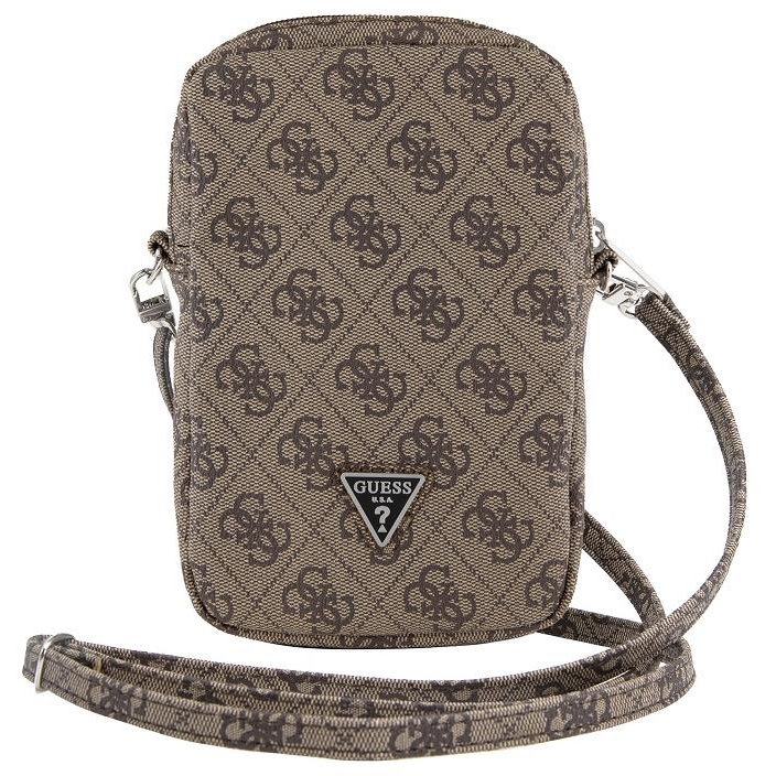 Guess 4G Triangle Logo barna cipzáras PU telefon táska (GUWBZP4GFTSW)