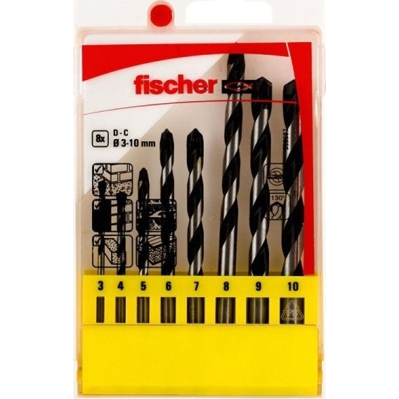 Fischer CTS 8 536607 Beton spirálfúró készlet 8 részes 3 mm, 4 mm, 5 mm, 6 mm, 7 mm, 8 mm, 9 mm, 10 mm Hengeres befogószár 1 készlet (536607)