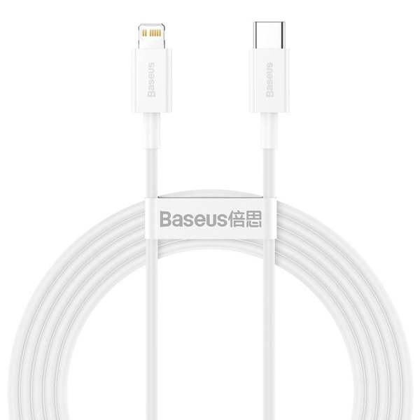 Baseus Superior USB-C Lightning töltőkábel, 20 W, PD, 2 m, fehér (CATLYS-C02) (CATLYS-C02)