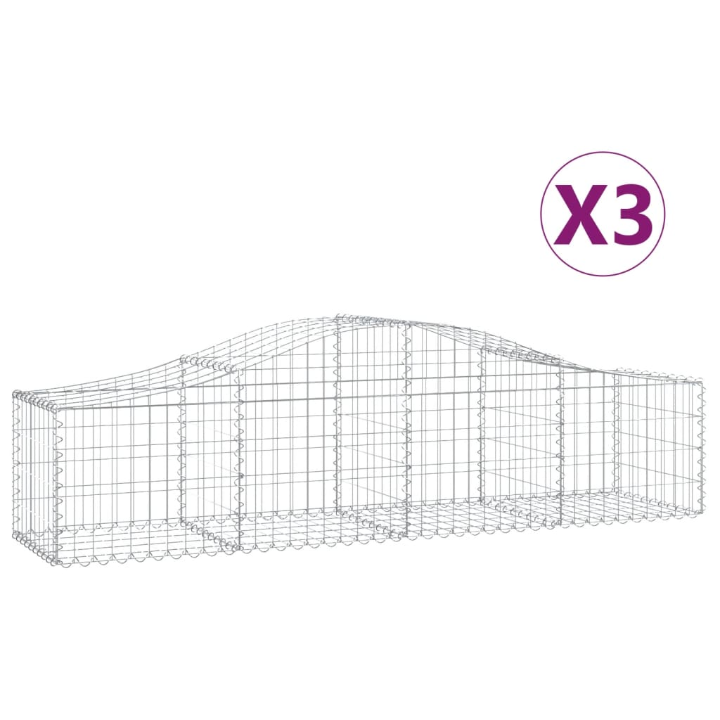 3 db íves horganyzott vas gabion kosár 200x50x40/60 cm (3145578)