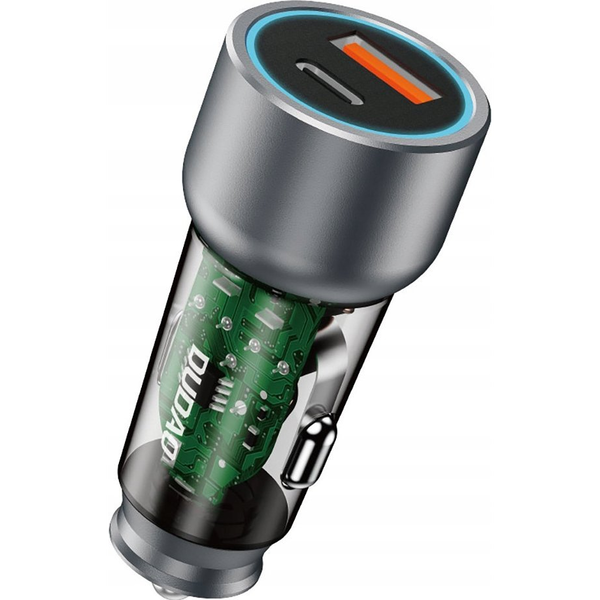 Dudao R4T Autós Töltő 1xUSB-A és 1xUSB-C Csatlakozással 30W - Szürke