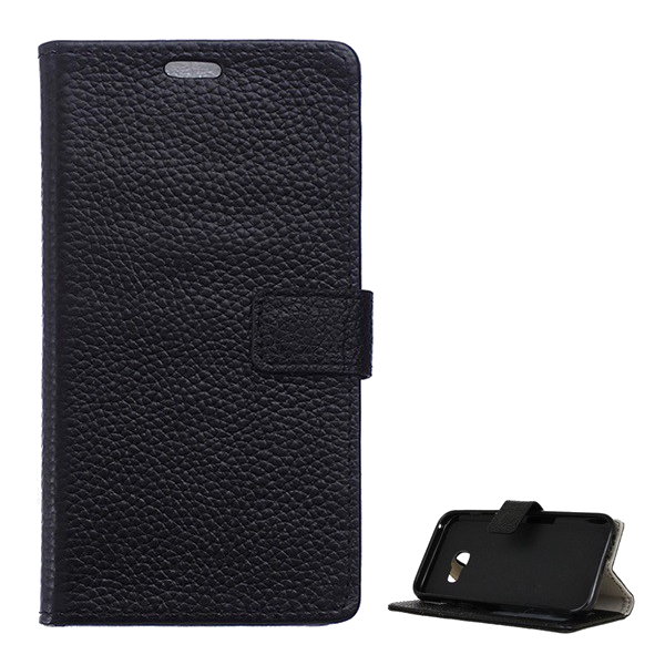 Tok álló, valódi bőr (FLIP, oldalra nyíló, asztali tartó funkció) FEKETE [Samsung Galaxy A3 (2017) SM-A320F] (5996457677795)