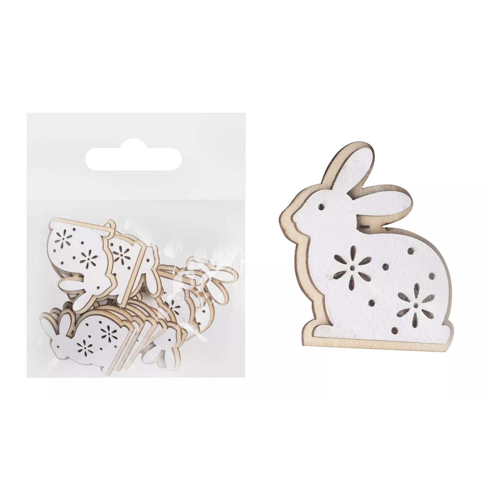 Fa dekorációs nyuszi - 12 darabos (65431)