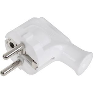 Vtikač 16A-250V plastični za kabel, kotni izvod, bele barve