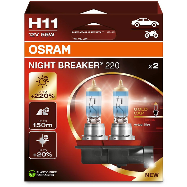 Комплект 2 автомобилни крушки Osram H11 Night Breaker +220%, 12V, 55W