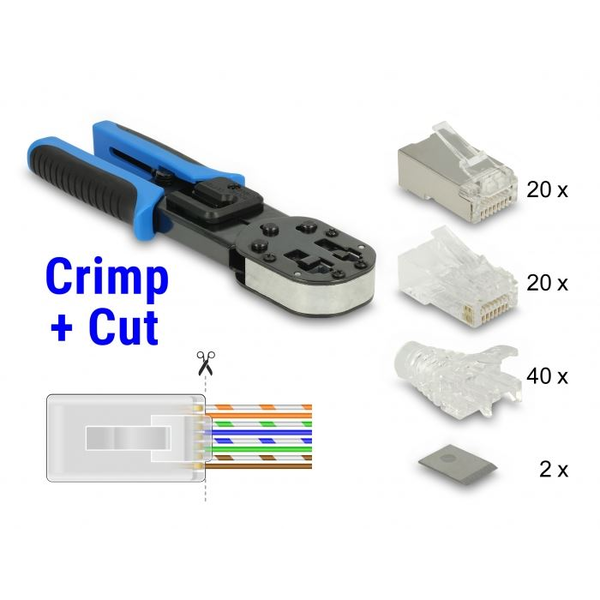 Delock RJ45 krimpelő + vágó eszközkészlet (86450)