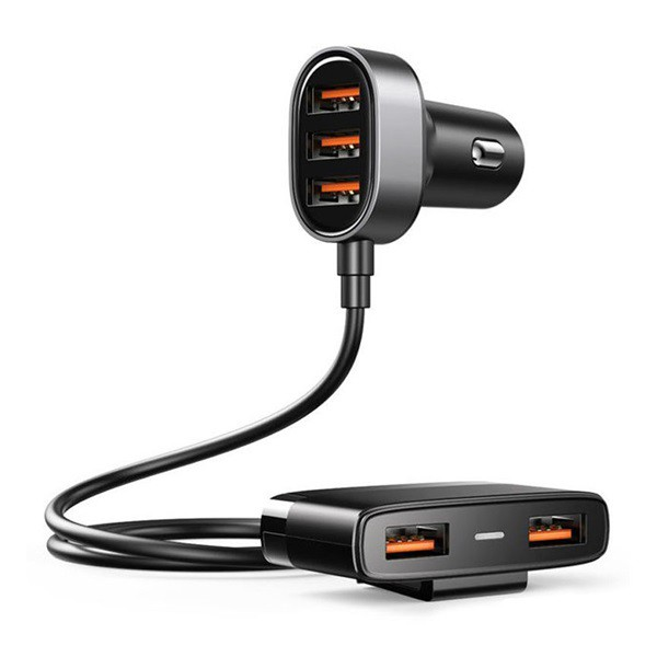 JOYROOM autós töltő 5 USB aljzat (5V / 6200mA, 1.5m hosszabbító) FEKETE (JR-CL03) (JR-CL03)