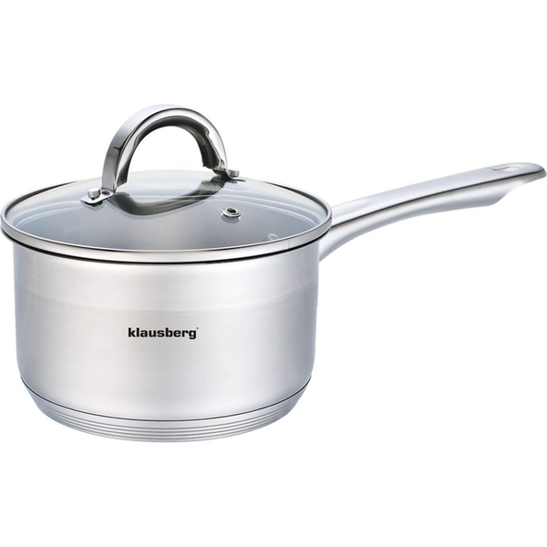 Klausberg Premium Szószosedény 1.0L, Ø14 cm- Rozsdamentes Acél, Edzett Üveg Fedő KB-7132