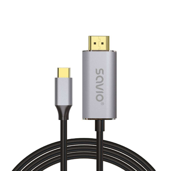Savio CL-170 HDMI apa - USB-C apa Adat kábel - Fekete (1m)