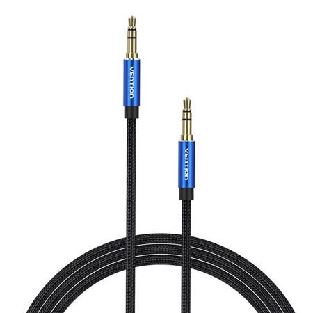 Cablu audio Vention, Jack 3.5mm (T) la Jack 3.5mm (T), 1m, conectori auriti, braided BBC, albastru