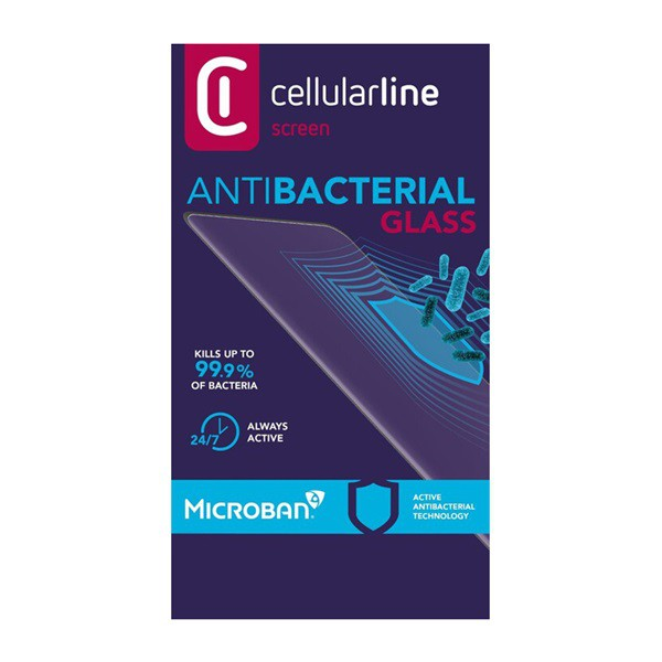 CELLULARLINE ANTIBIOM képernyővédő üveg (antibakteriális, ultravékony, 9H) FEKETE [Samsung Galaxy A21s (SM-A217F)]
