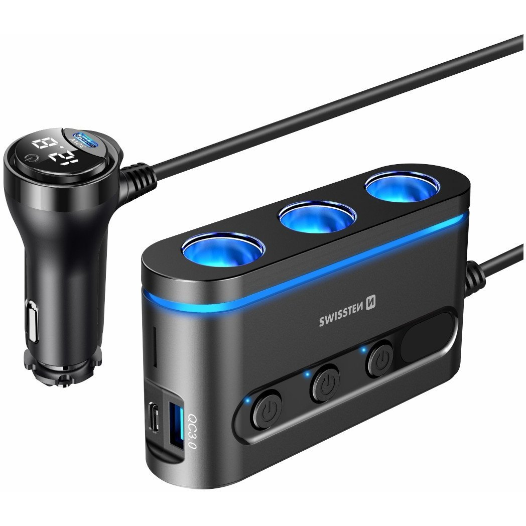Swissten 20114010 szivargyújtós autós töltő adapter (8595217480421)