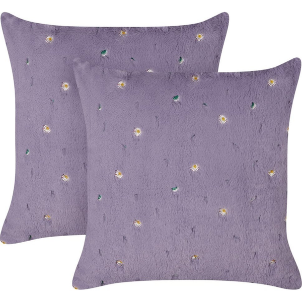 Lote De 2 Cojines Decorativos De Poliéster Con Motivo De Flores En Color Violeta 45 X 45 Cm Lavatera - Violeta