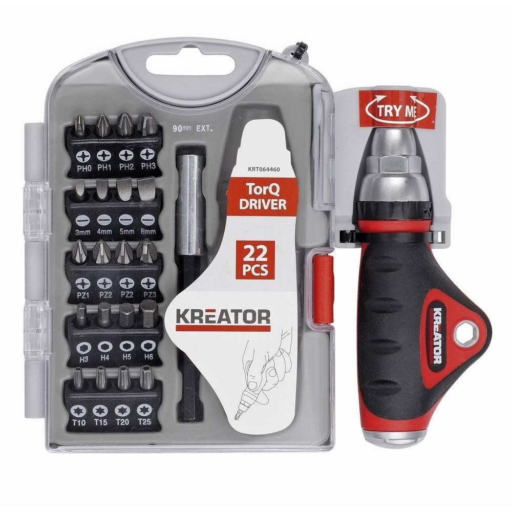 Kreator KRT064460 bitkészlet, 22 db, PZ / PH / SL / HX / TX (KRT064460)