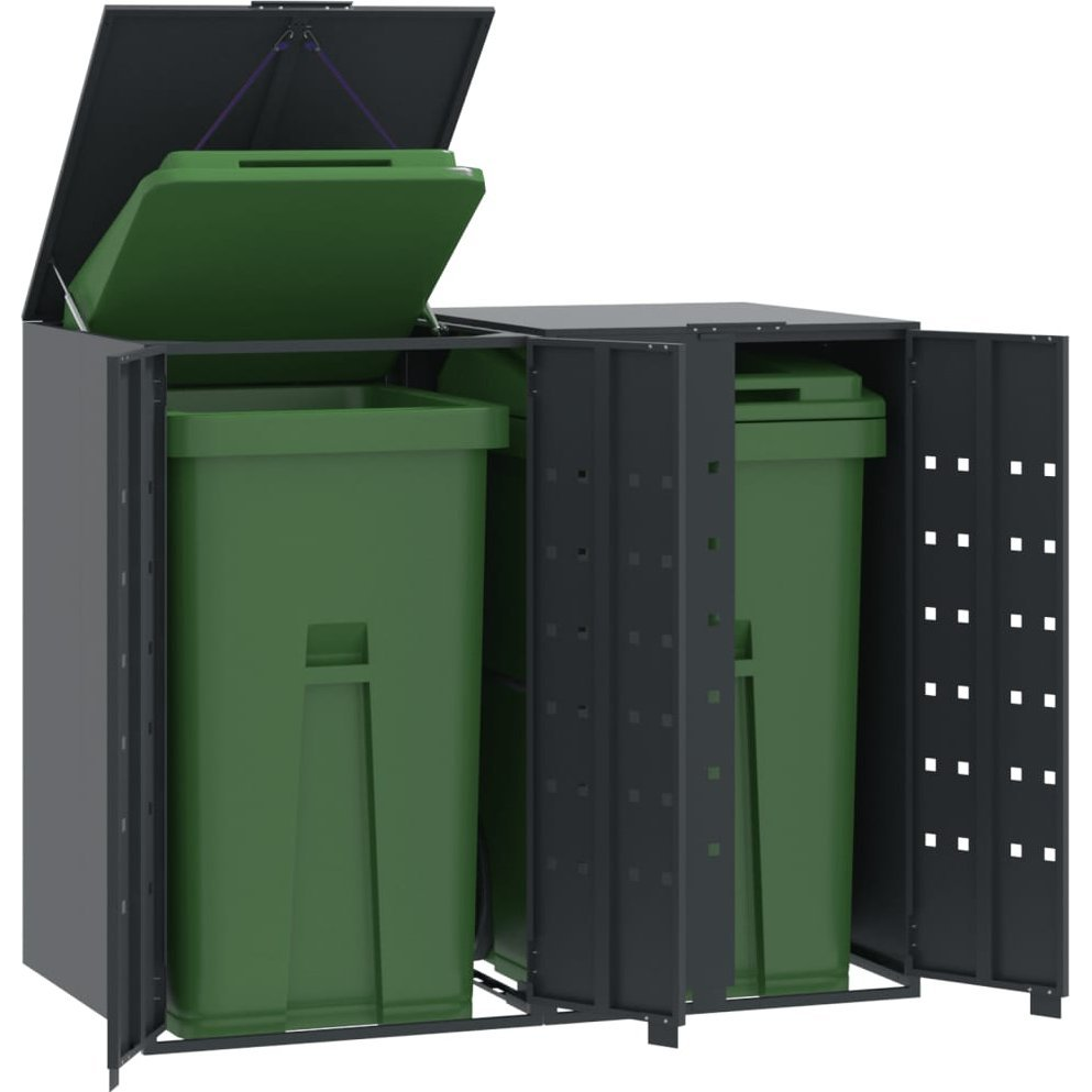 antracit acél kerekes tároló 2 szemeteskukához 138x79x117 cm (3279982)