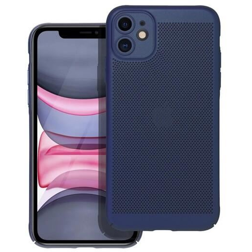 Gigapack Apple iPhone 12 Pro légáteresztő, lyukacsos műanyag tok sötétkék (GP-142622) (GP-142622)