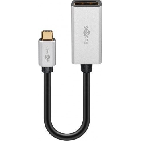 USB Adapter, USB-C Stecker > DisplayPort Buchse (schwarz/silber, 15cm, bis 8K @ 60Hz)