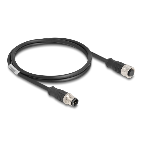 DELOCK M12 Kabel D-kodiert 4 Pin Stecker zu Buchse PVC 1 m