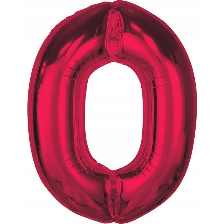 0-ás Szám Fólia Lufi - 92 cm, Piros (633862)