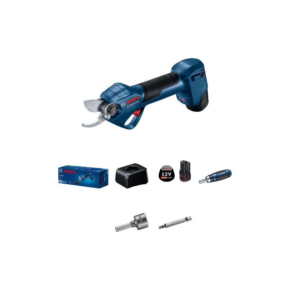 Bosch Pro Pruner Professional akkus fűnyíró olló 2,5 cm 12 V Lítium-ion (Li-ion) Fekete, Kék (06019K1021)