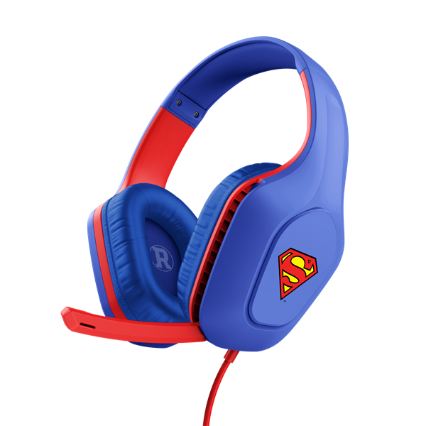 Trust GXT 415SM Zirox Superman 50 мм геймърски слушалки с кабел, синьо-червени