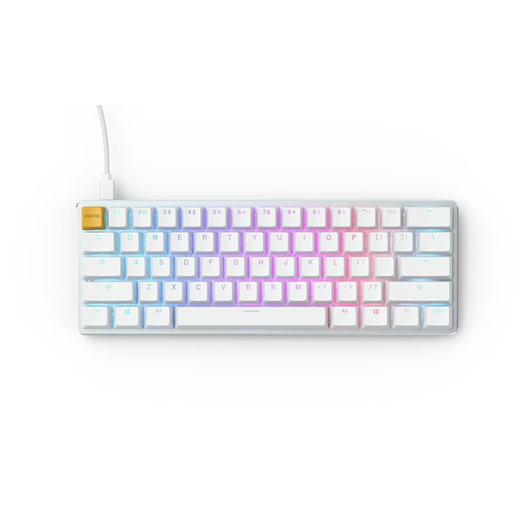 Клавиатура Gaming Glorious PC Gaming Race GMMK Compact, Механична, RGB подсветка, Суич Gateron Brown, US-Layout, Ice White