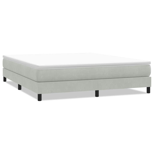 világosszürke bársony rugós ágy matrac nélkül 180x210 cm