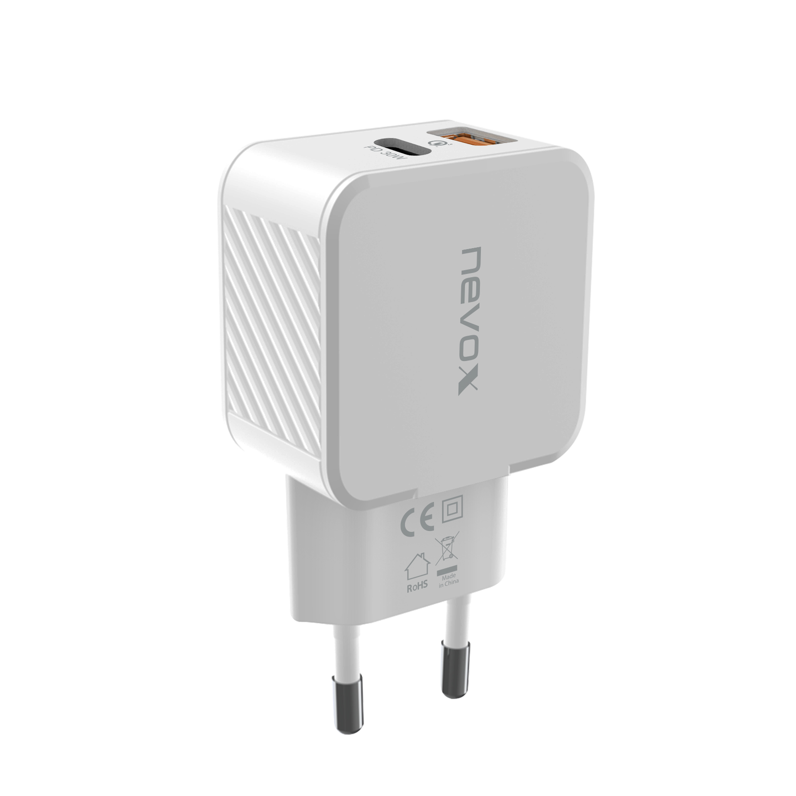 Nevox 2009 1x USB Type-A / 1x USB Type-C Hálózati töltő - Fehér (30W) (2009)