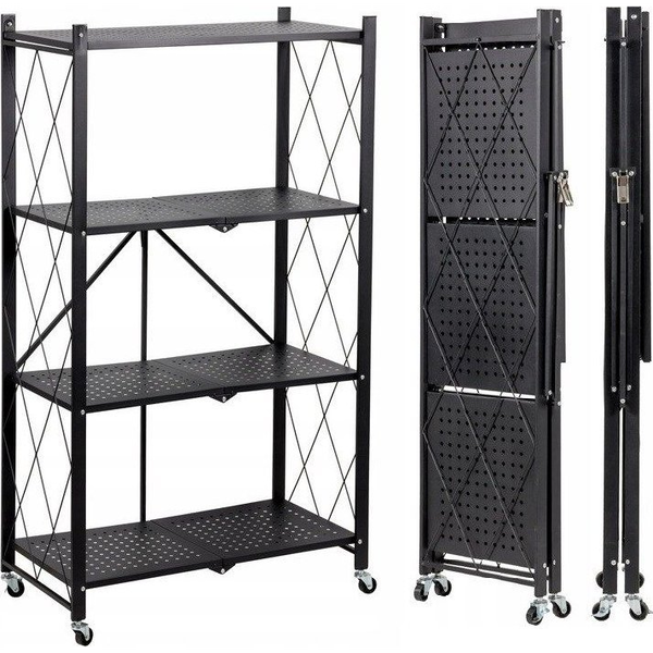  Topeshop Regał magazynowy na kółkach, składany, FS004, 72x34x127 cm, czarny